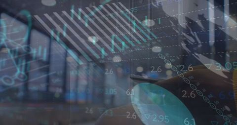 Businessman Connected to Digital Analytics Network in Futuristic Cityscape