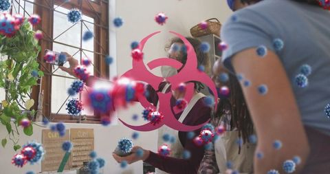 Diverse Potters in Pandemic Setting with Biohazard Symbol