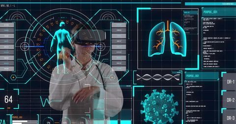 Doctor using vr in cutting-edge medical data analyses