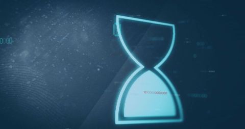Glowing Cyan Hourglass HUD Timer Hologram Futuristic Countdown Interface Looping Digital