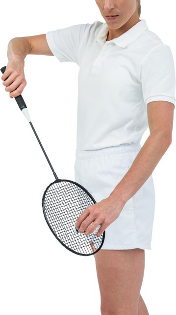 Female Athlete Holding Badminton Racquet Ready To Serve Transparent Background - Download Free Stock Videos Pikwizard.com