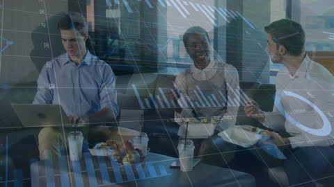 Digital Data Visualization Over Business Team in Office Meeting