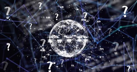 Digital Universe Connection with Question Marks Represents Uncertainty - Download Free Stock Images Pikwizard.com
