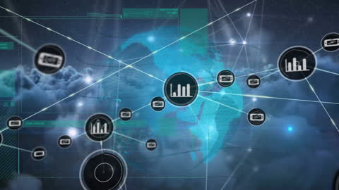 Global Network of Digital Icons and Data Processing