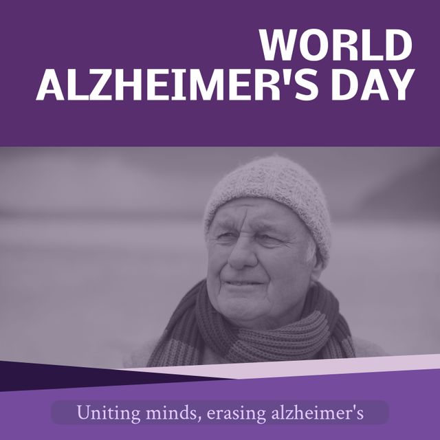 World Alzheimer's Day Poster with Senior Man by the Seaside - Download Free Stock Templates Pikwizard.com