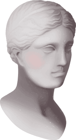 Classical Marble Bust with Wavy Hair Art Transparent Background