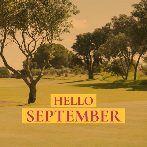 September greetings with scenic golf course view