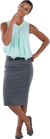 Thoughtful Businesswoman Pondering Creative Ideas Transparent Background