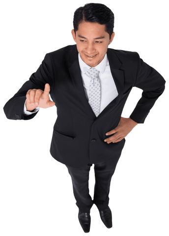Biracial Businessman Touching Virtual Screen on Transparent Background - Download Free Stock Videos Pikwizard.com