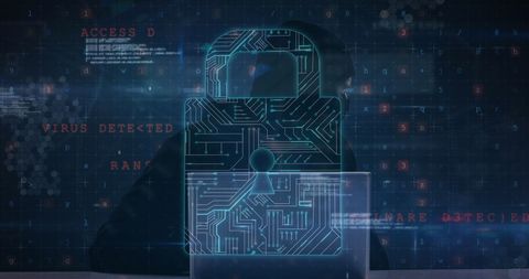 Cybersecurity Threat: Digital Lock and Hacker Activity - Download Free Stock Images Pikwizard.com