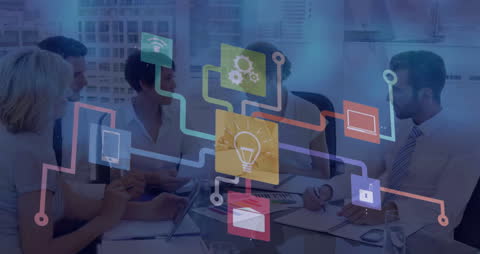 Digital Networking Over Team Meeting in Urban Office Setting