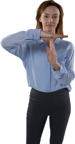 caucasian businesswoman giving time out gesture on transparent background - Download Free Stock Videos Pikwizard.com
