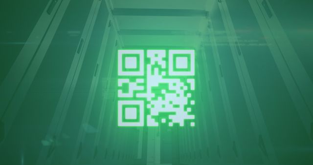 Neon QR Code and Data Processing in Computer Server Room - Download Free Stock Images Pikwizard.com