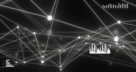 network of connections with glowing nodes on black background - Download Free Stock Images Pikwizard.com