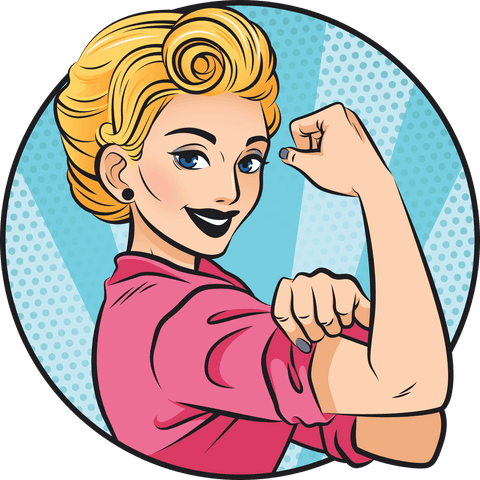 Empowered woman flexing muscle icon on transparent background