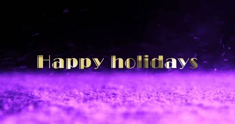 Festive Happy Holidays Greeting Over Purple Glitter Sparkle