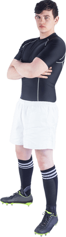 Transparent Background Portrait of Male Rugby Player in Sports Attire