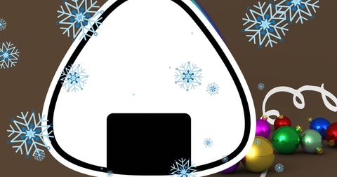 Festive Onigiri and Vibrant Christmas Ornaments Design