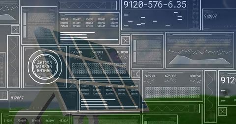 Futuristic sports data analytics visualization interface on field