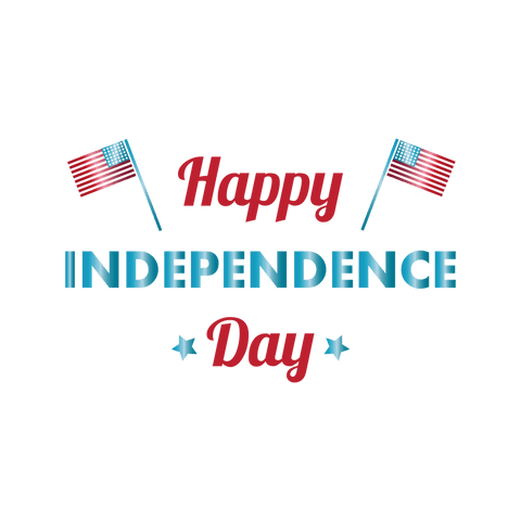 Happy Independence Day Text with American Flags on Transparent Background