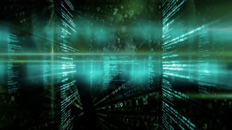 Futuristic Data Stream on Digital Grid Background