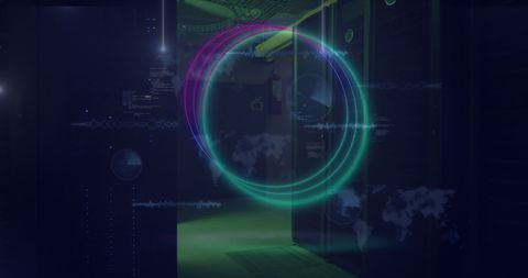 Digital Interface in Server Room with Futuristic Graphics - Download Free Stock Images Pikwizard.com