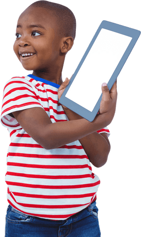 excited child holding tablet with transparent background - Download Free Stock Videos Pikwizard.com