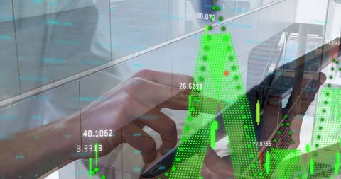 Analyzing Financial Data on Tablet in Modern Office Environment