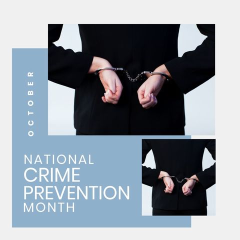 crime prevention awareness with handcuffed caucasian figure - Download Free Stock Templates Pikwizard.com