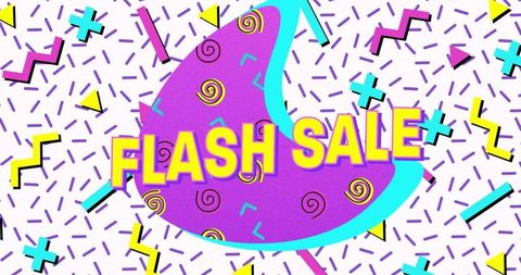 Bright Flash Sale Banner with Retro Abstract Shapes