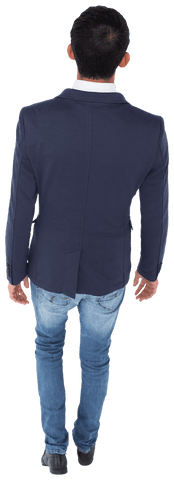 Rear View Businessman in Formal Attire on Transparent Background