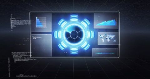 Futuristic Data Interface with Digital Charts and Global Map - Download Free Stock Images Pikwizard.com