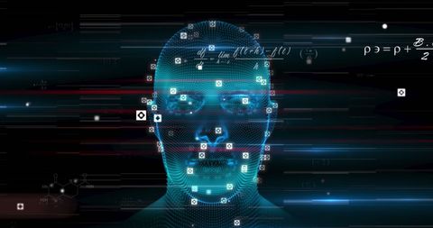 Futuristic Digital Head With Mathematical Equations - Download Free Stock Images Pikwizard.com