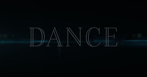 Dance Text with Light Trails on Black Background
