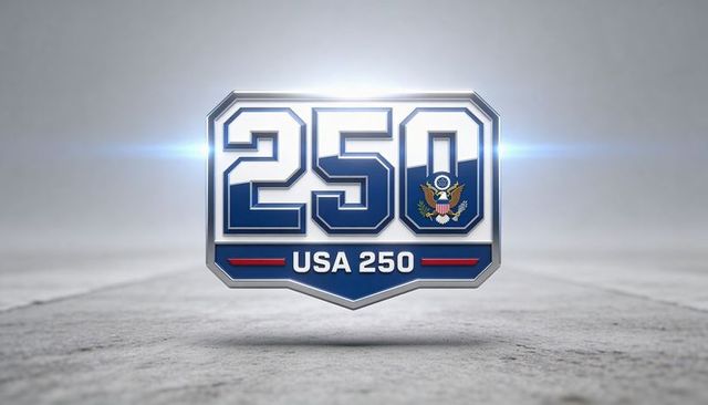 Shining usa 250 chrome shield badge emblem with great seal, polished metallic crest and lens flares