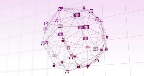 Abstract Digital Network with Icons for Global Connection and Innovation - Download Free Stock Images Pikwizard.com