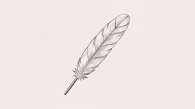 Detailed Feather Illustration in Minimalistic Style