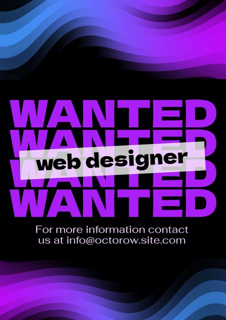 Wanted Web Designer Job Advertisement on Vibrant Wavy Background - Download Free Stock Templates Pikwizard.com