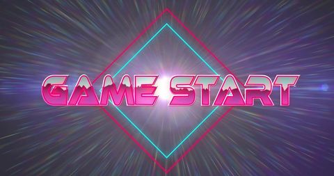 Game Start Neon Sign with Flashy Cosmic Lights - Download Free Stock Images Pikwizard.com