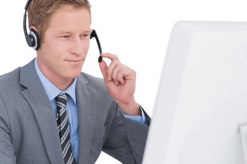 customer support agent with headset at computer in transparent background - Download Free Stock Videos Pikwizard.com