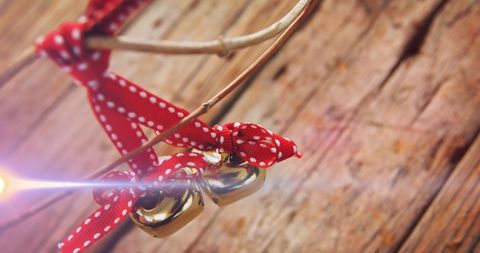 Rustic Christmas Decor with Red Ribbon Bells - Download Free Stock Images Pikwizard.com