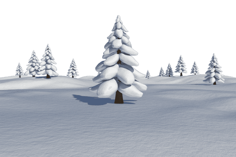Winter wonderland scene with snow-covered fir trees transparent