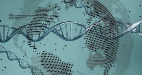 Digital DNA Strand Over Rotating World Abstract - Download Free Stock Images Pikwizard.com