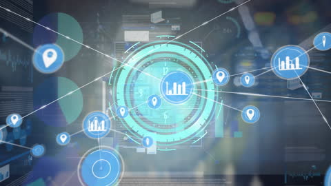 Infographic of Futuristic Technology Network and Data Connections