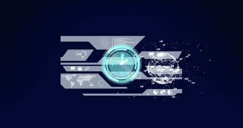 Futuristic digital interface with global technology concepts