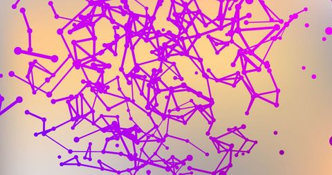 Abstract pink network on orange gradient background