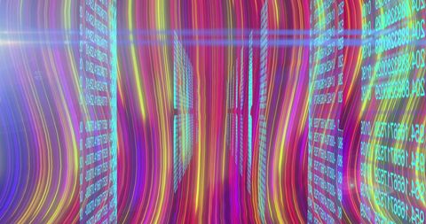 Colorful Tags in Abstract Digital Decor with Data Flow