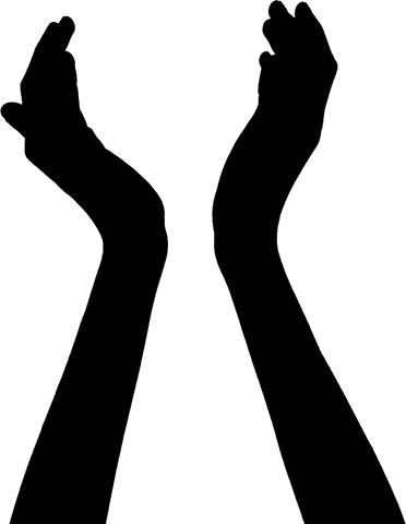 Transparent silhouette of hands in sporty gesture