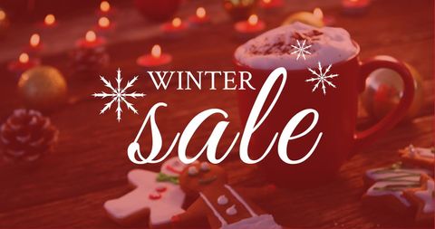 Festive Winter Sale Celebration with Hot Cocoa and Cookies - Download Free Stock Images Pikwizard.com