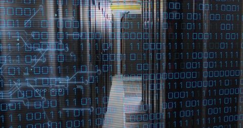 Binary Coding Overlaid on Data Center with Servers - Download Free Stock Images Pikwizard.com